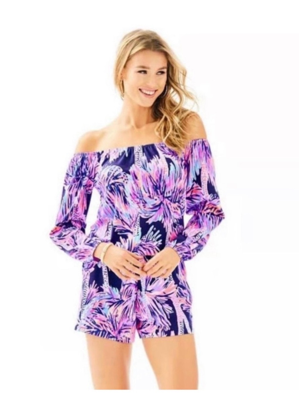 Lilly Pulitzer Lana Multi-Color Off-Shoulder Floral Romper